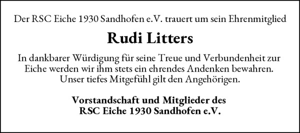 Wir trauern um Rudi Litters
